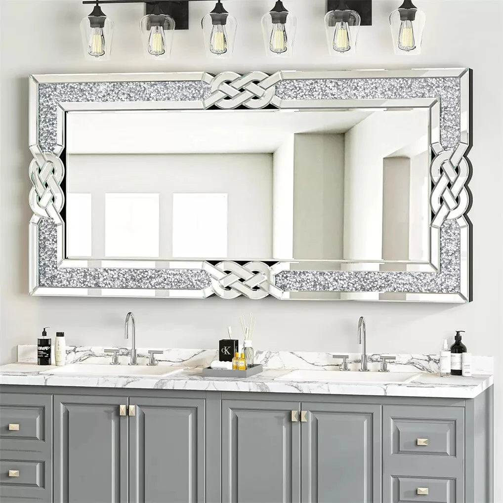 Wisfor Crushed Diamond Wall Mirror Crystal Frame