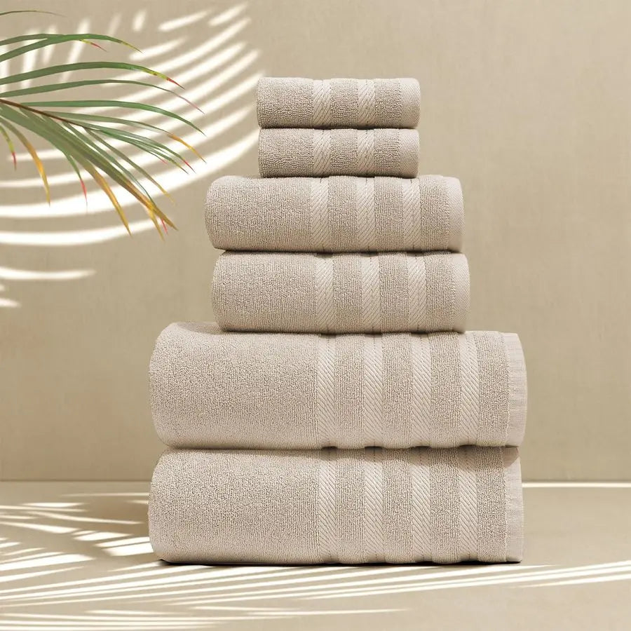 Bei 6-Piece Ring Spun Cotton Bath Towel Set Luxury Soft And Absorbent