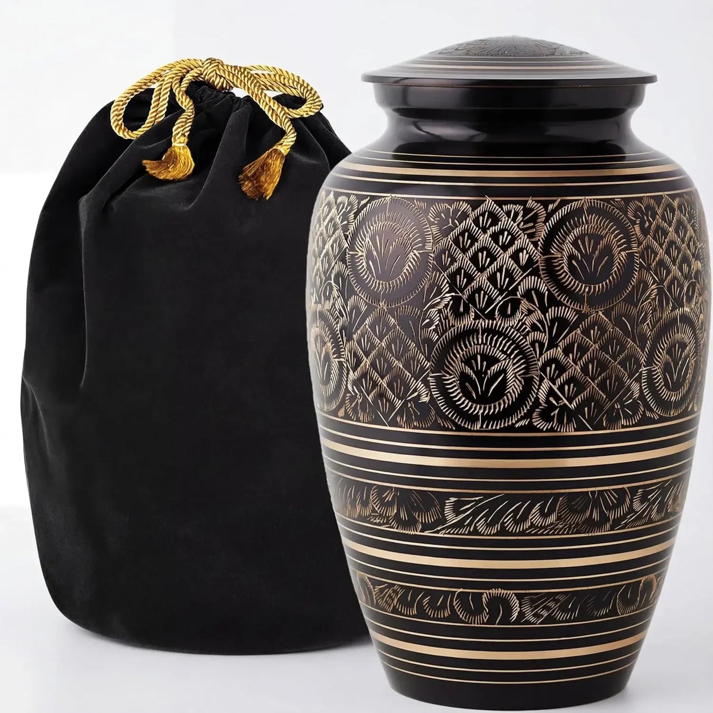 Platinum Brass Cremation Urn For Adult Ashes Handcrafted Memorial
