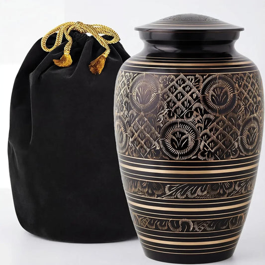 Platinum Brass Cremation Urn For Adult Ashes Handcrafted Memorial