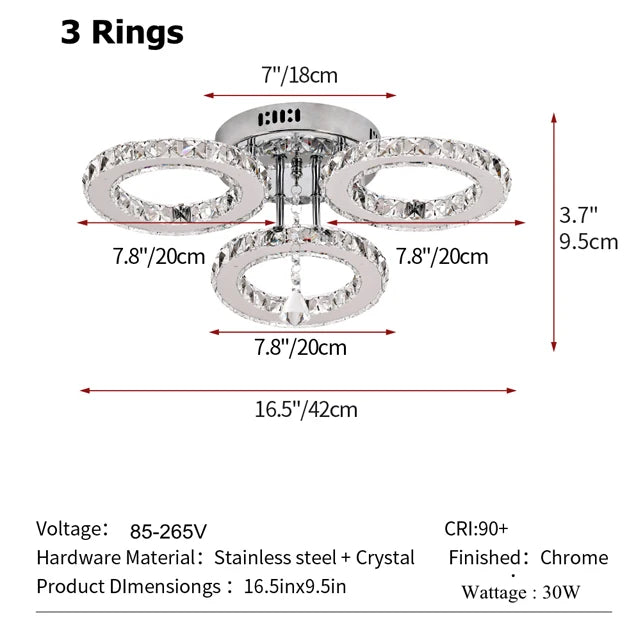 GreeLustr Modern Pendant Crystal Ring Ceiling Lamp