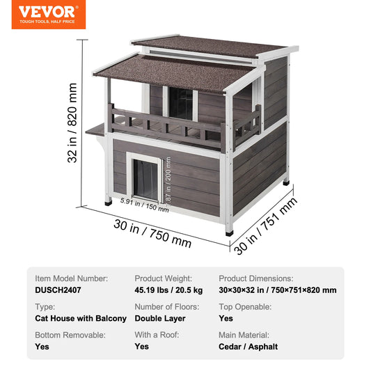 SucceBuy Outdoor Cat House Weatherproof Feral Cat Shelter