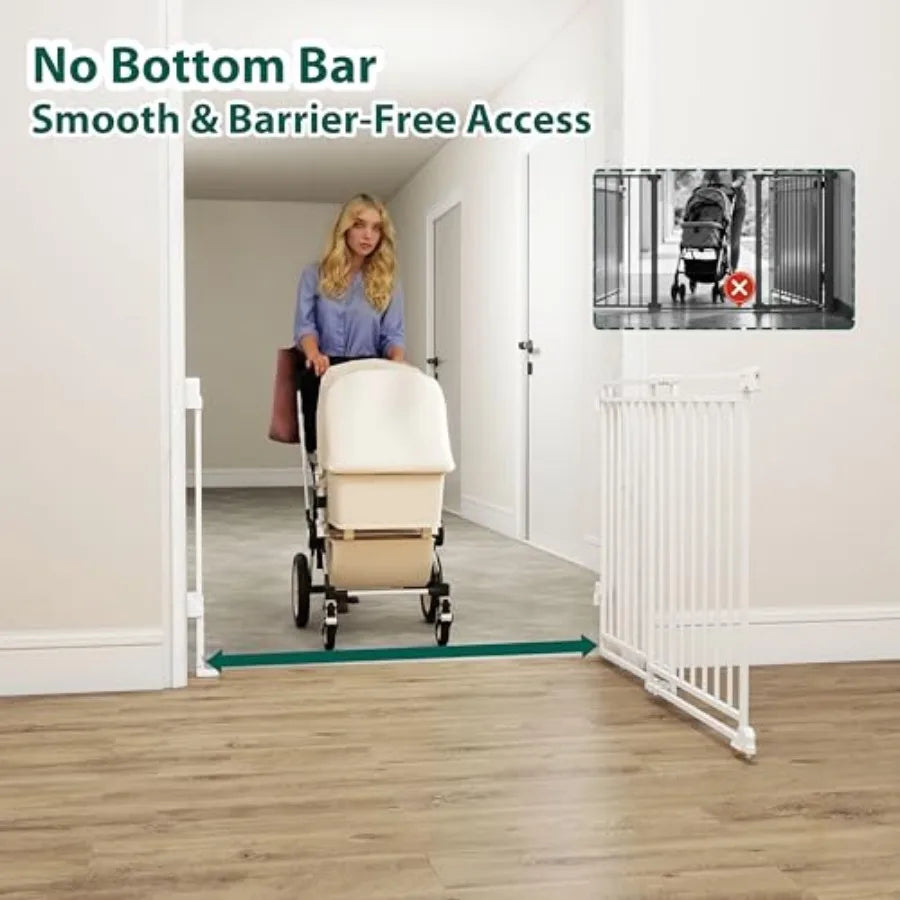 No Bottom Bar Baby Gate With Walk Through Door Hardware