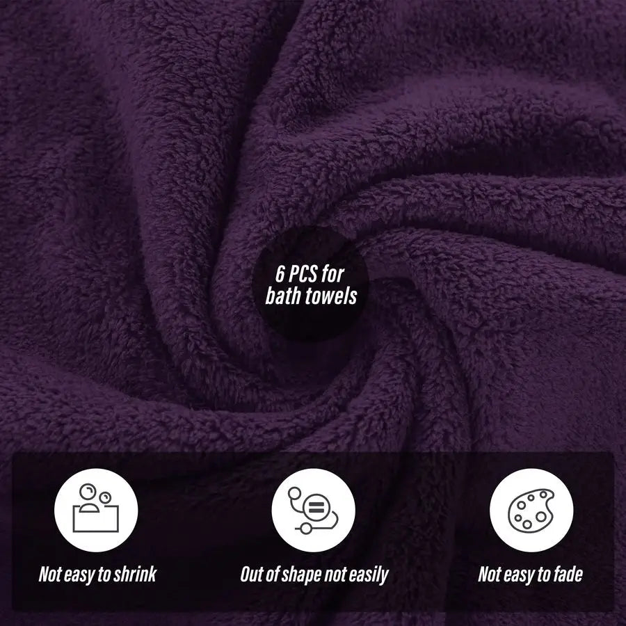 Premium Microfiber Bath Towel Set Quick Dry Absorbent 6 Pack