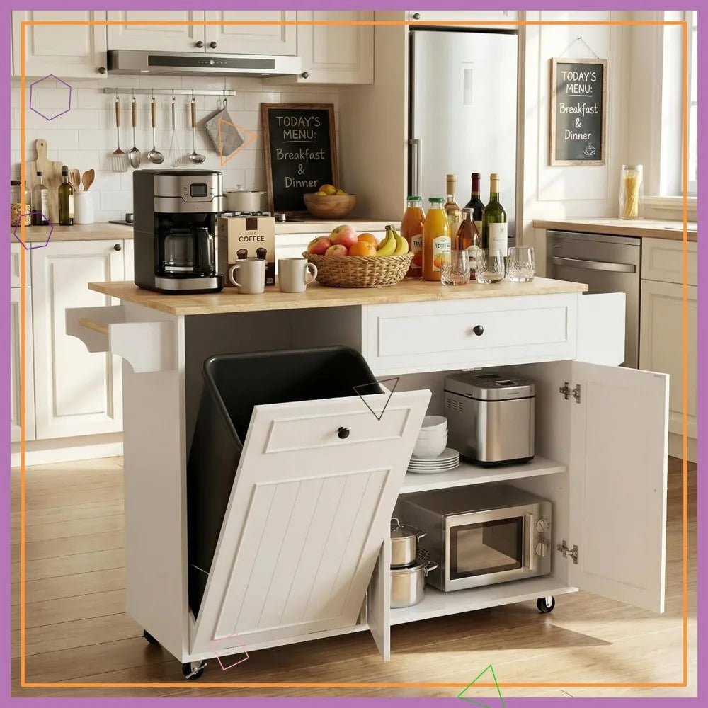 Kitchen Island Cart With Power Outlet And Drop Leaf