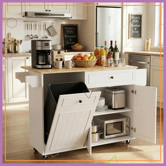 Kitchen Island Cart With Power Outlet And Drop Leaf