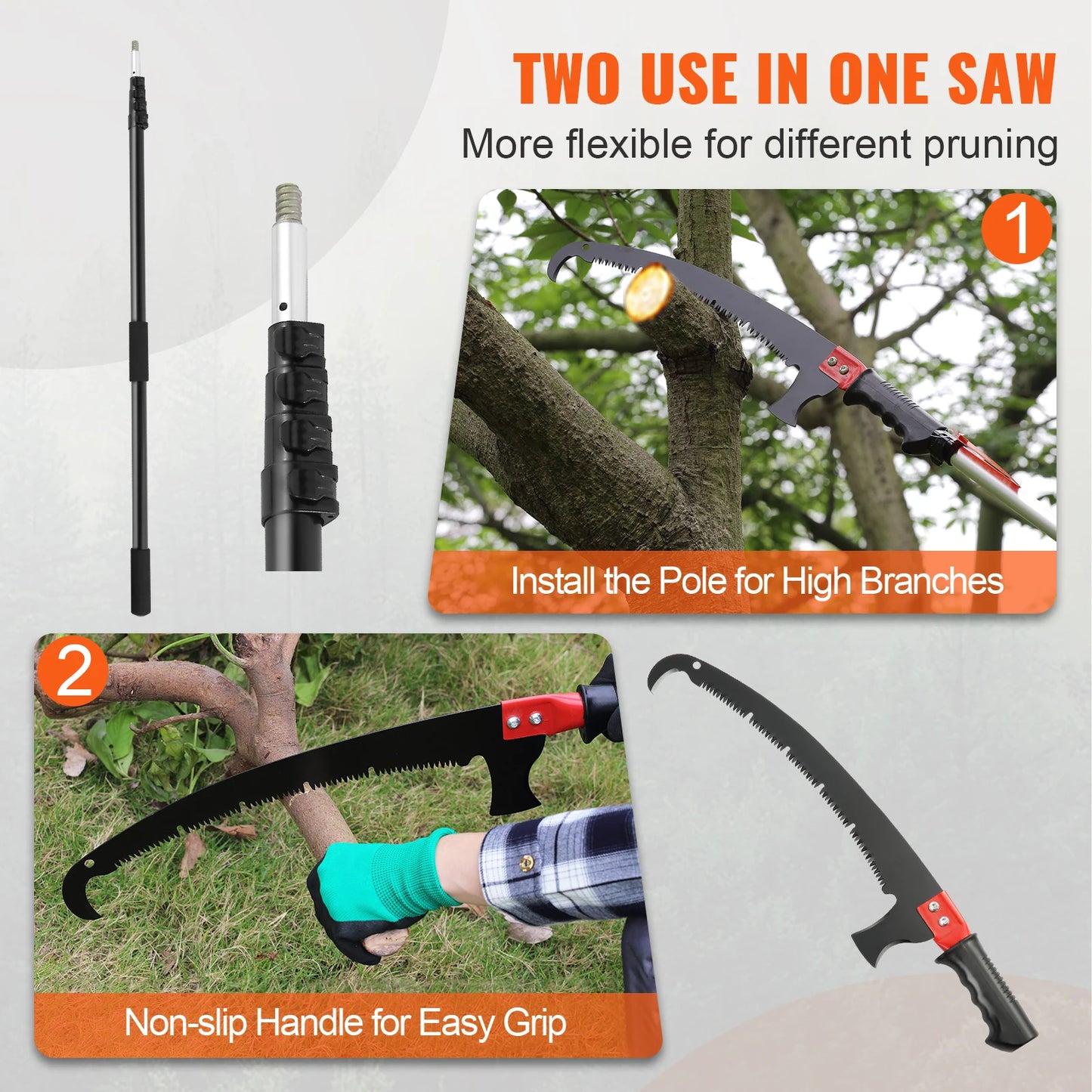 SucceBuy Extendable Pole Saw Tree Pruner With Aluminum Handle