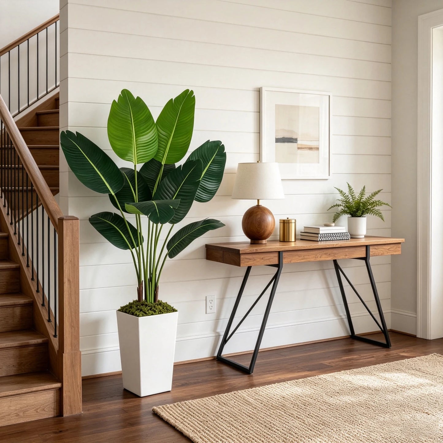 Olitree Bird Of Paradise Artificial Plant Floor Tree White Planter