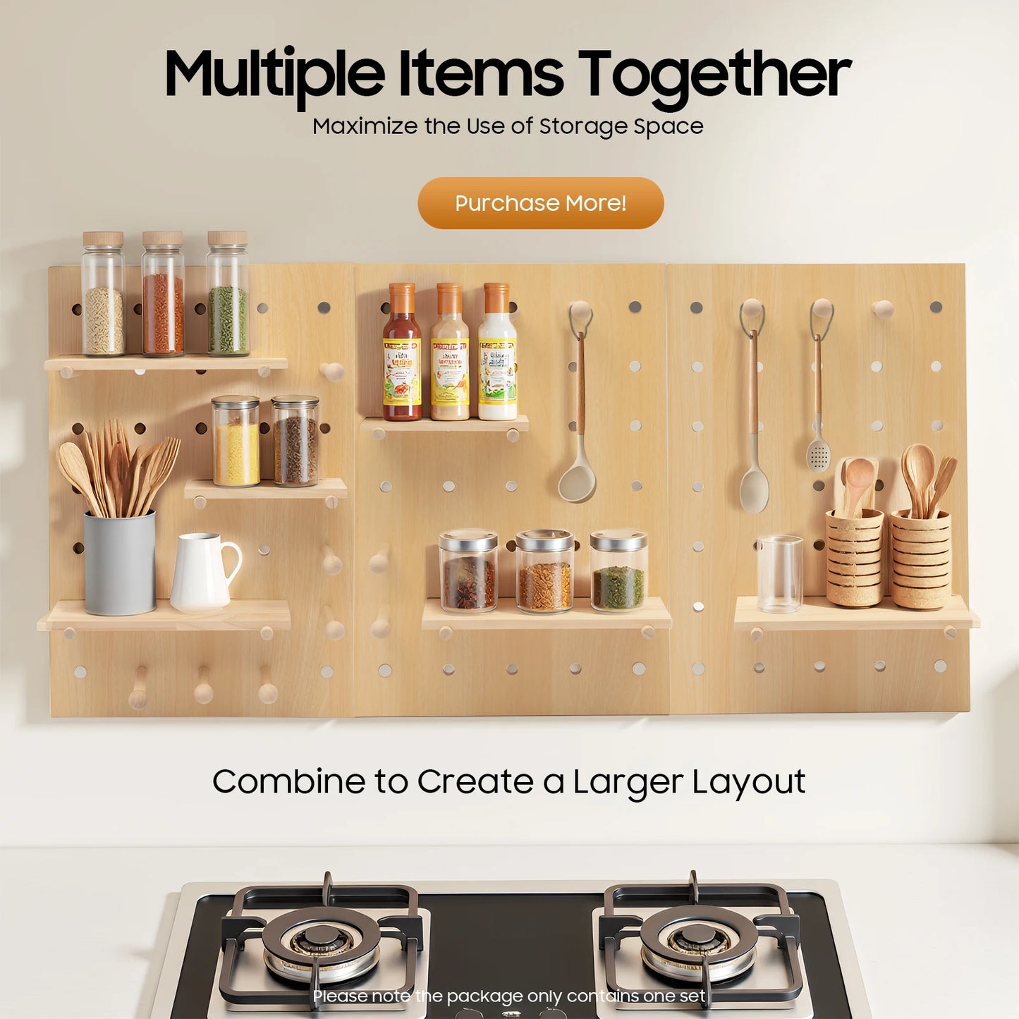 Wood Pegboard Wall Organizer Kit For Home Office DIY