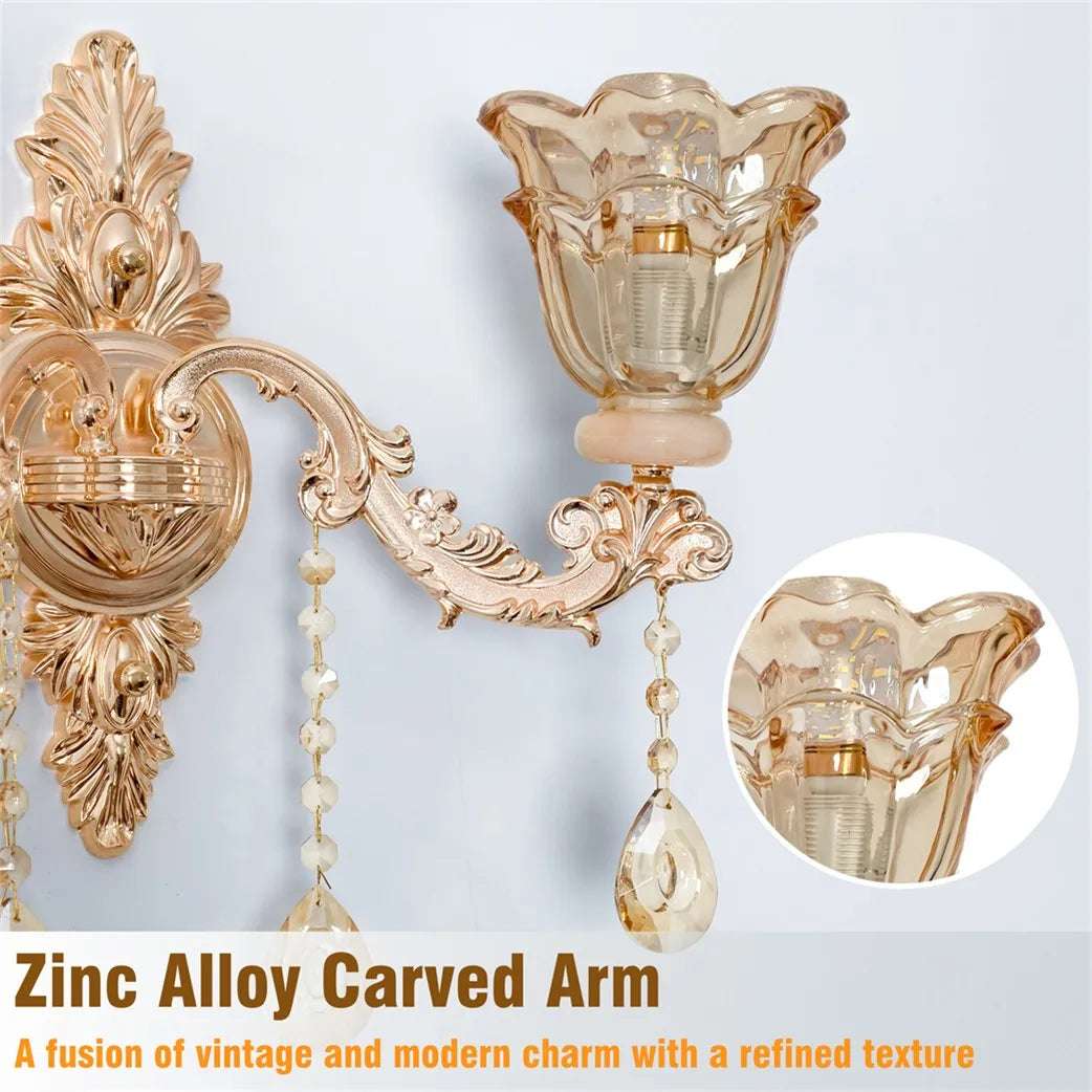 Vrygle Floral Wall Sconce With Crystal Lampshade Entrance Hallway Decor