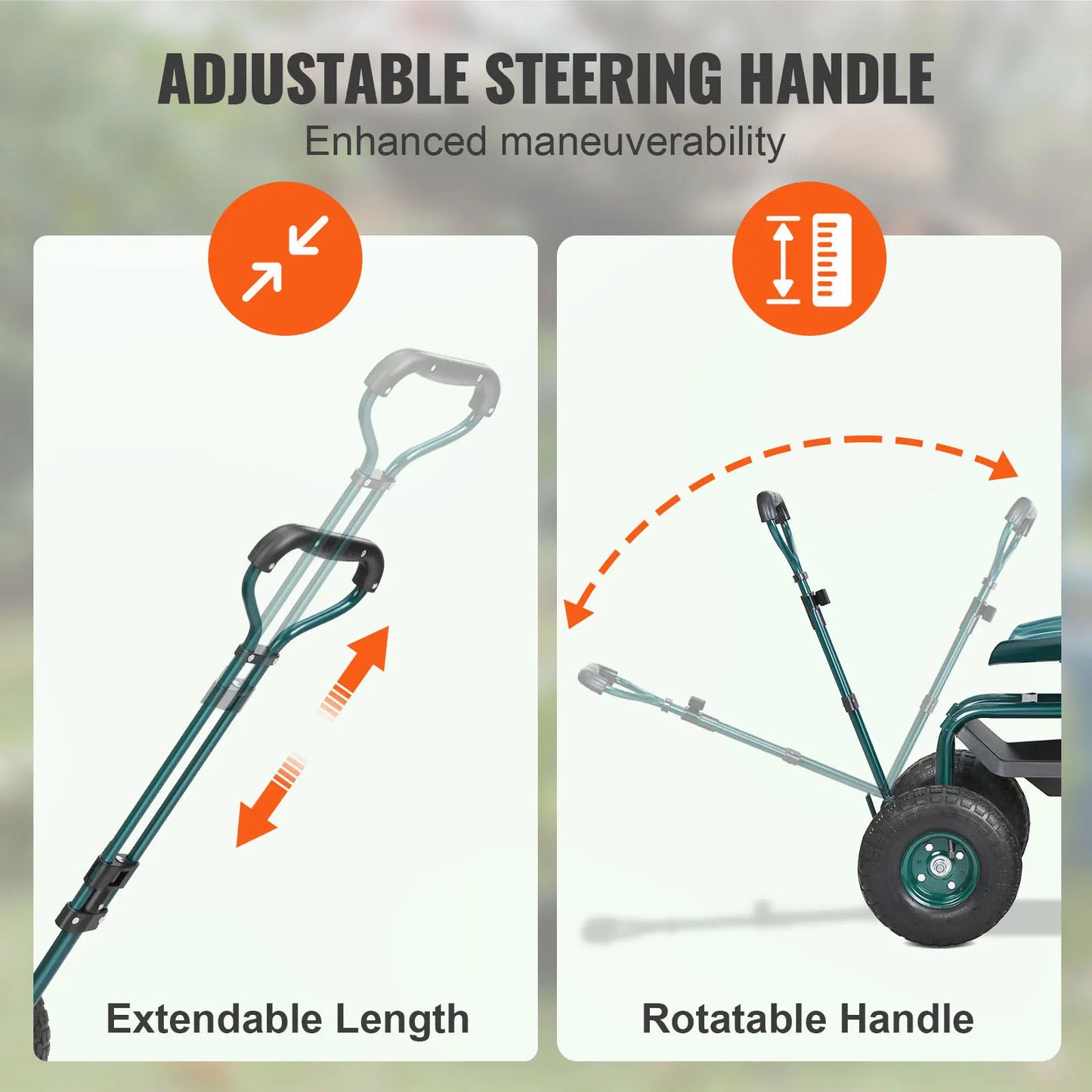 SucceBuy Garden Cart Rolling Workseat With 360 Degree Swivel Seat