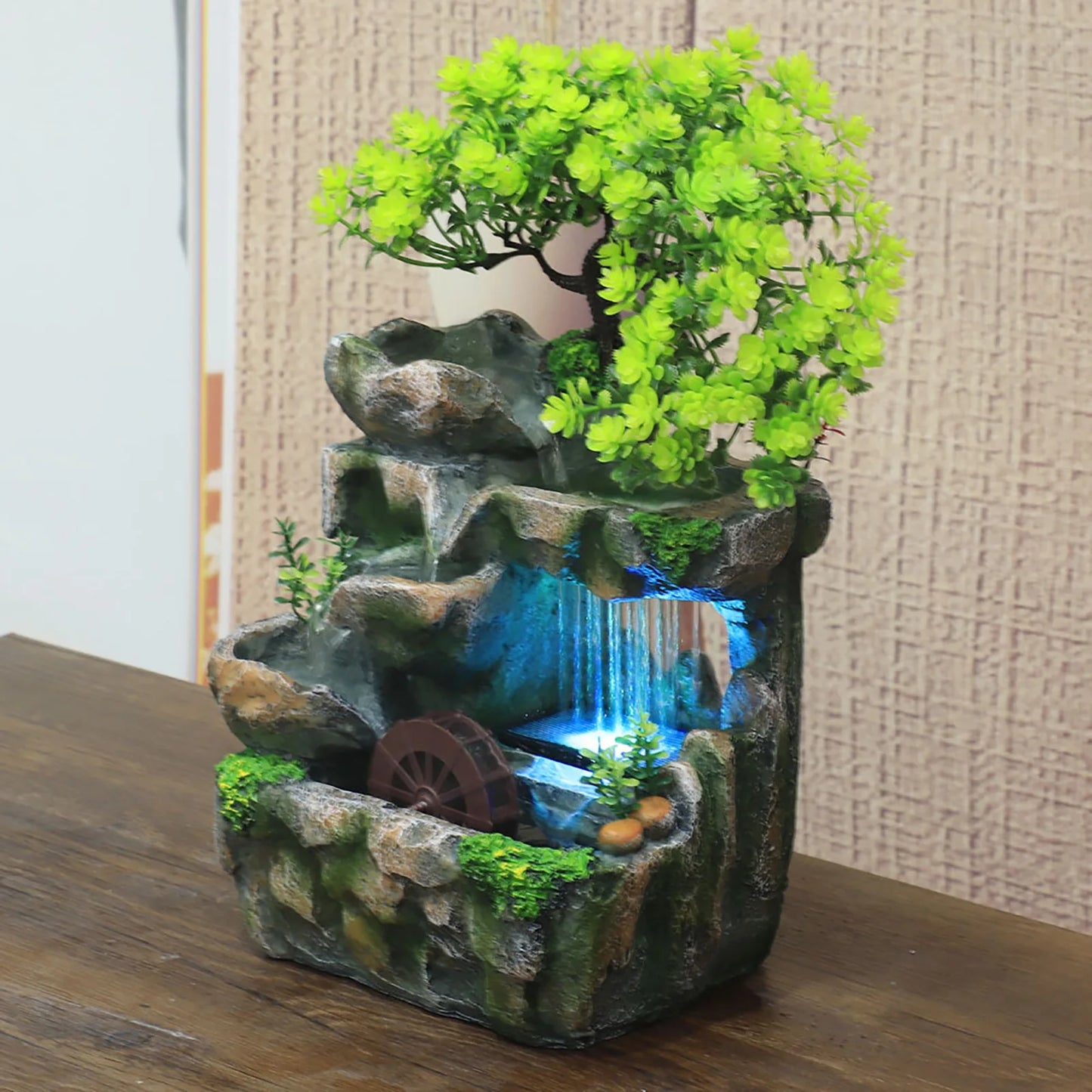 Indoor Room Fountain Waterfall Decor With Colour Changing LED Lighting