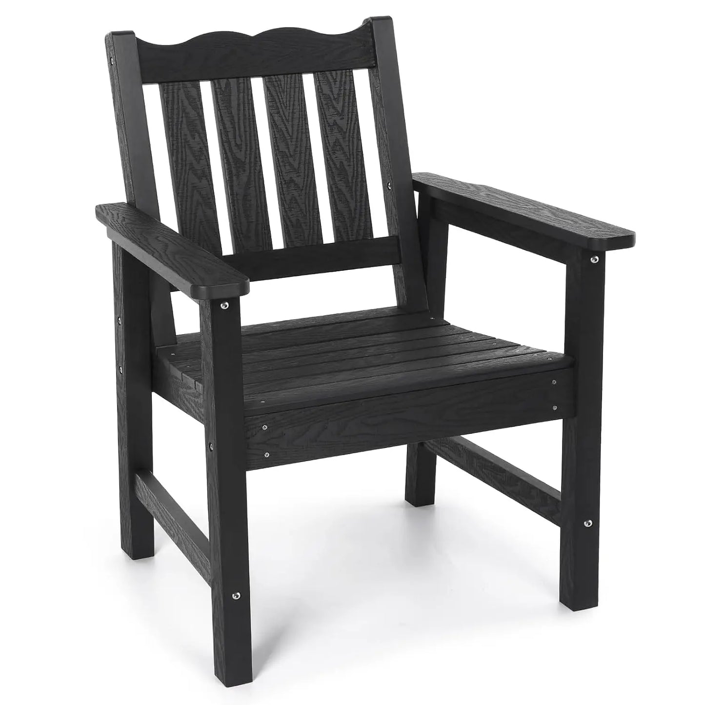 All-Weather Outdoor Patio Dining Chair With Curved Backrest, 400 Lbs Support