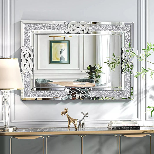 Wisfor Crushed Diamond Wall Mirror Crystal Frame