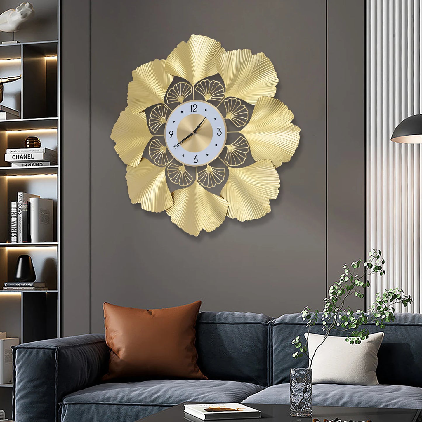 Ginkgo Biloba Wall Clock Silent Non-Ticking