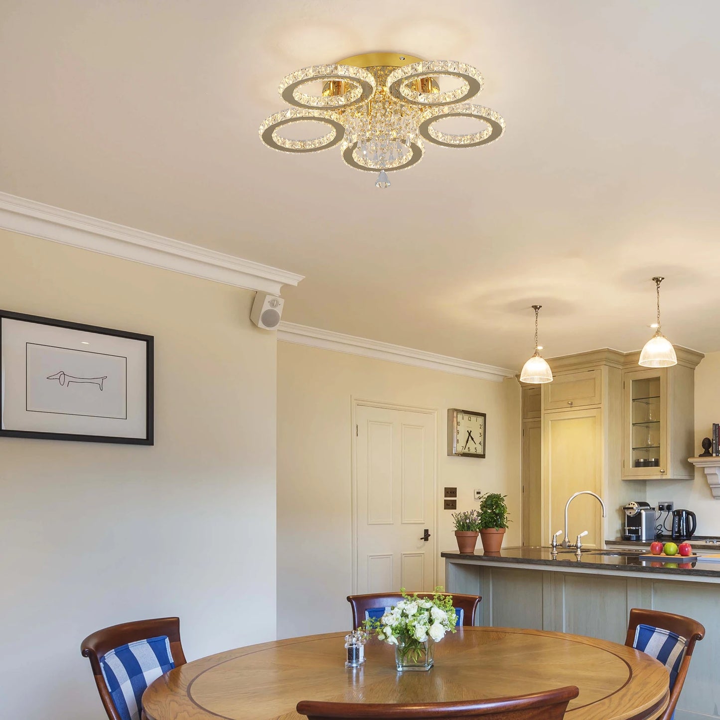LED Crystal Ceiling Chandelier For Living Room And Dining Room