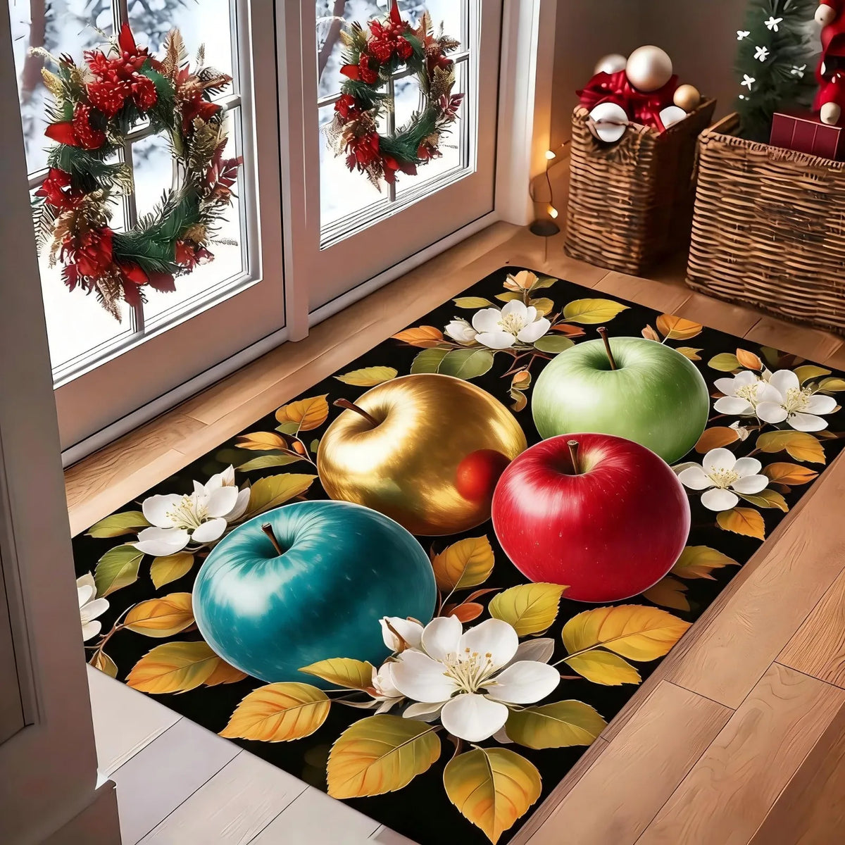 Autumn Pumpkin Leaf Doormat Non Slip Entrance Floor Rug