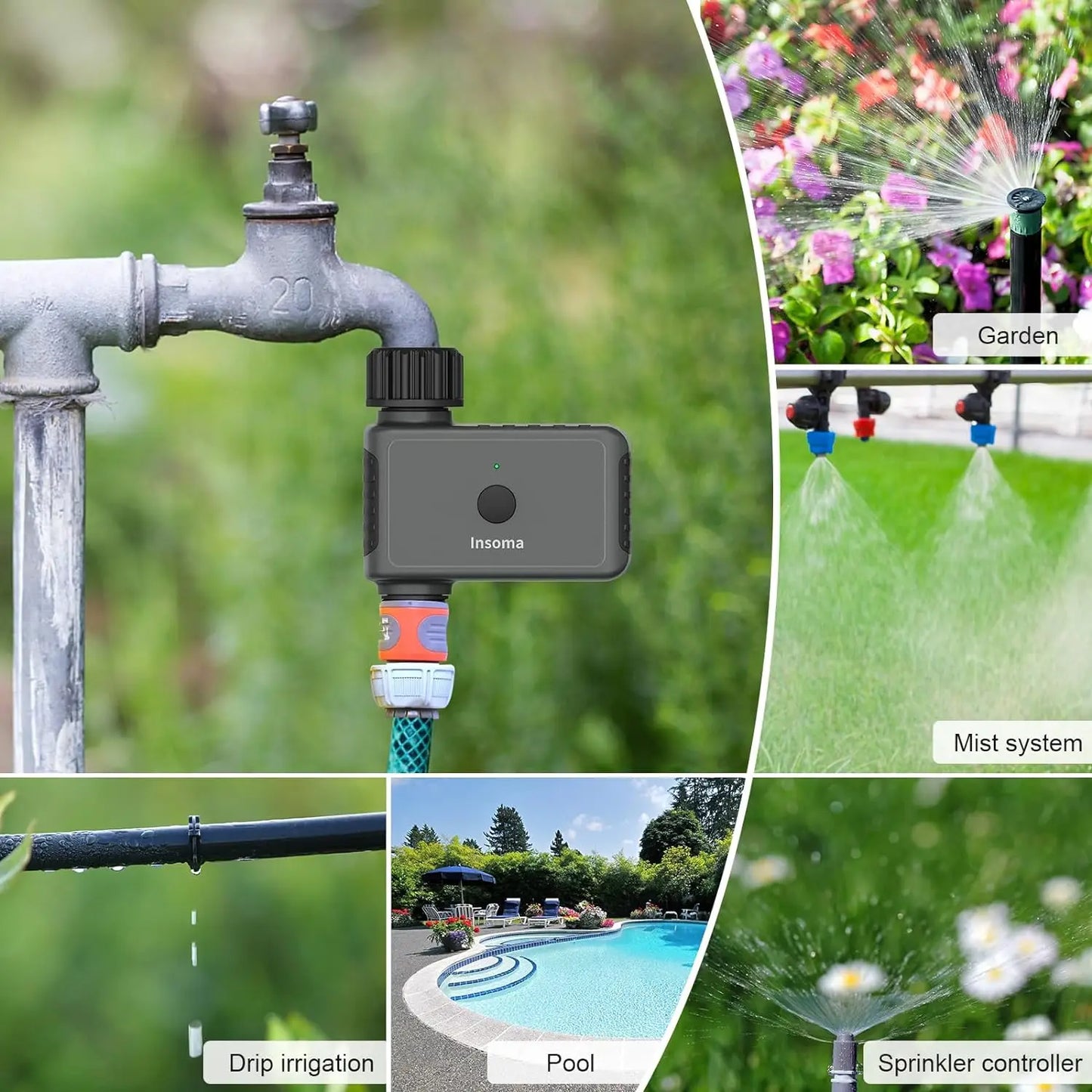 INSOMA WiFi Automatic Sprinkler Timer for Smart Irrigation Alexa