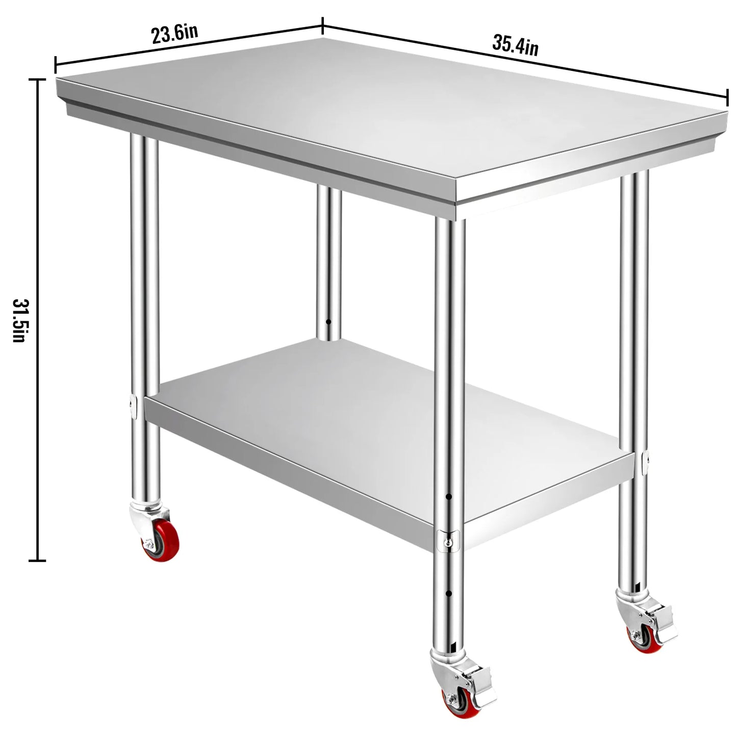 SucceBuy Stainless Steel Kitchen Prep Table With Caster Wheels