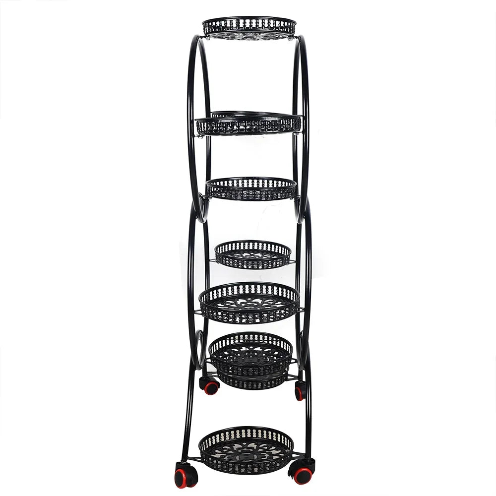 Metal Plant Stand Rack With Rolling Wheels For Indoor And Outdoor Use