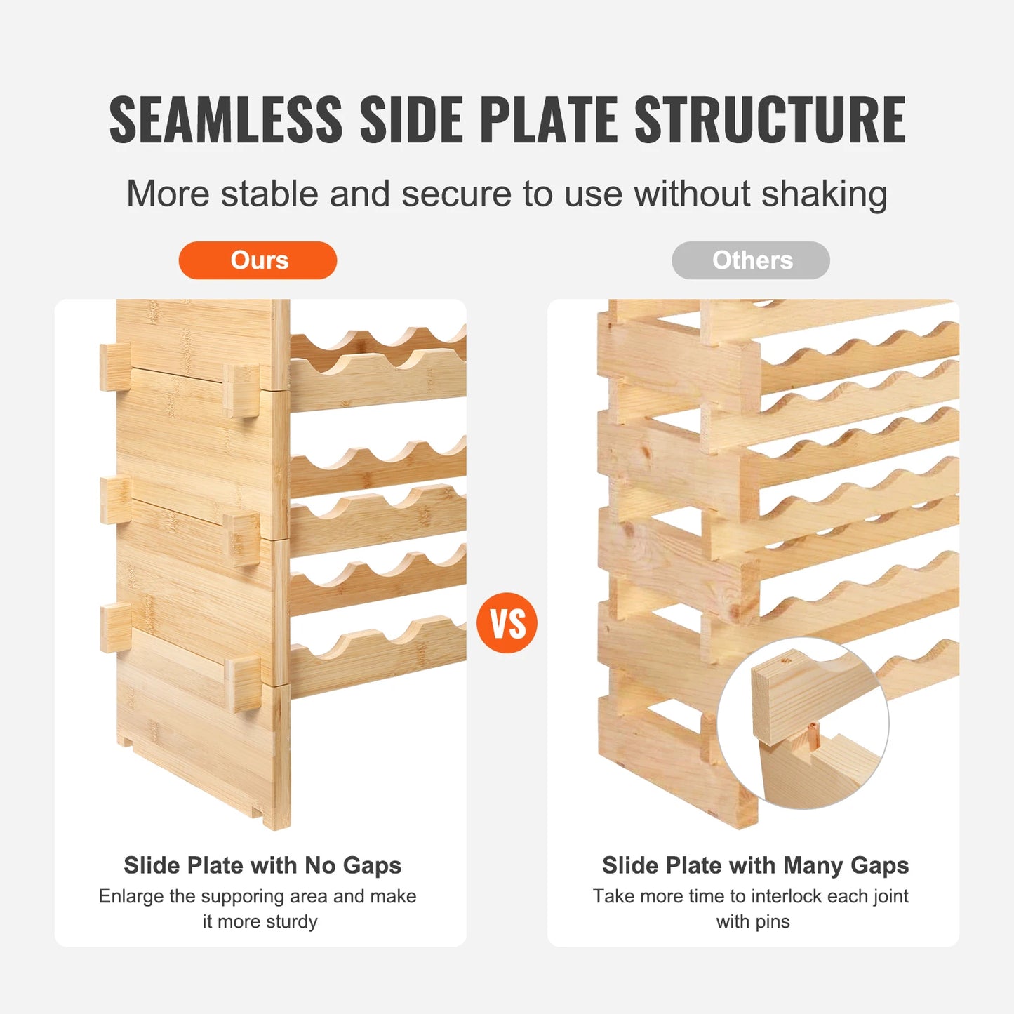 SucceBuy Stackable Modular Bamboo Wine Rack Display Shelves
