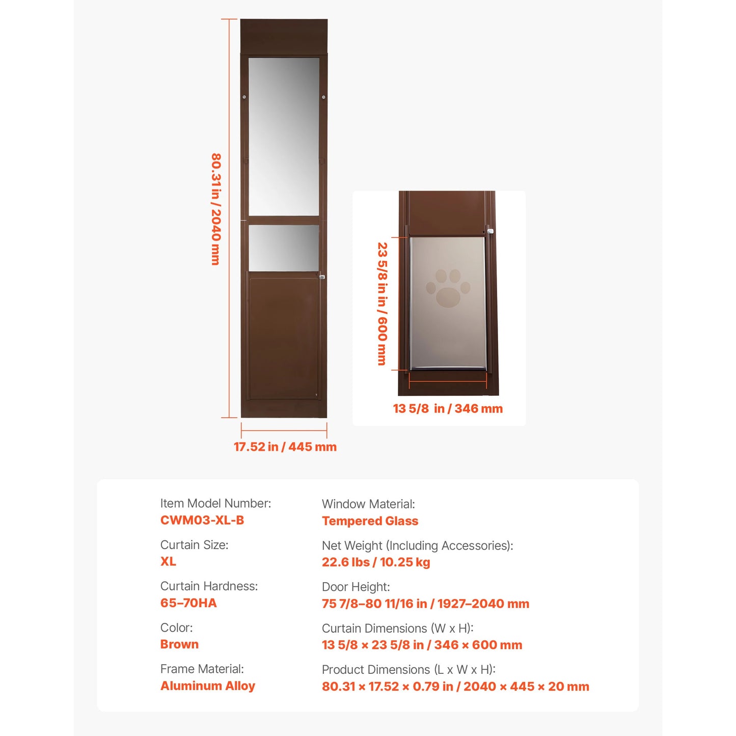 SucceBuy Sliding Glass Dog Door Rotating Hinges Lock