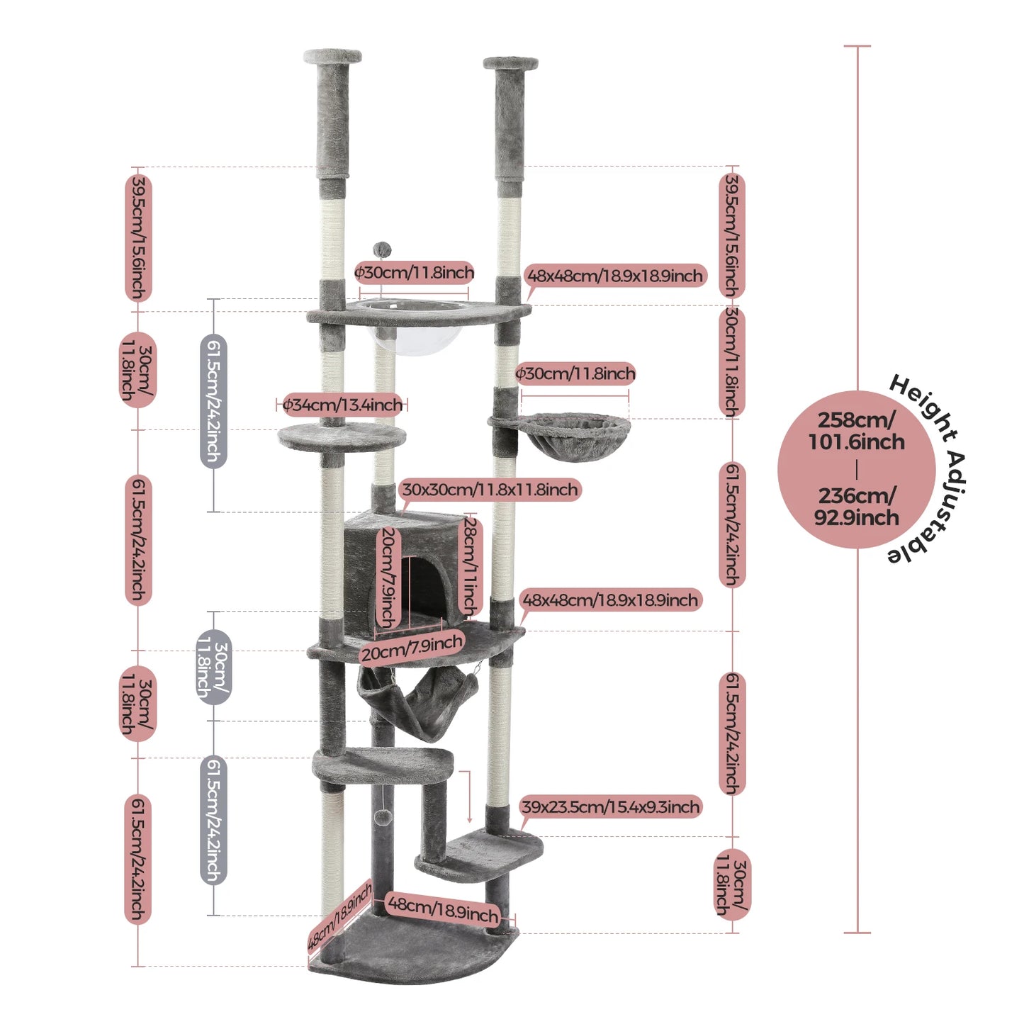 PAWZ Road Tall Floor To Ceiling Cat Tree