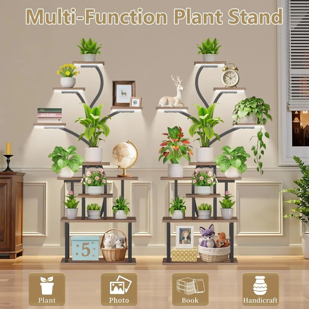 RBXC Tree Shaped Indoor Plant Stand With Grow Lights