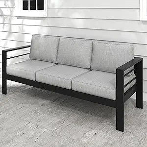 Outdoor Aluminum Patio Sofa Three Seat All Weather