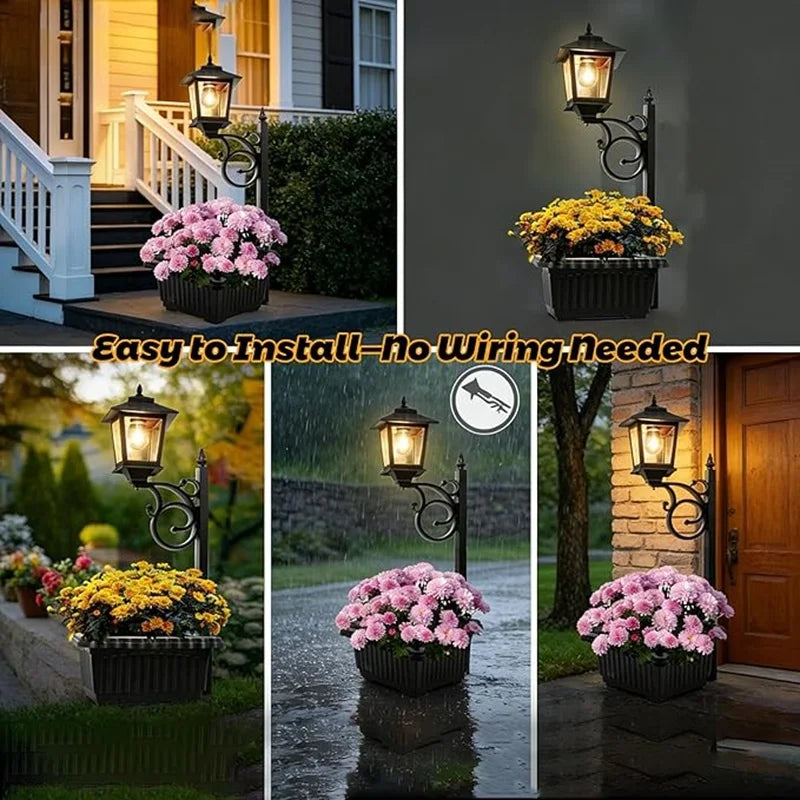 Outdoor Solar Light Posts With Planters Two Pack For Gardens
