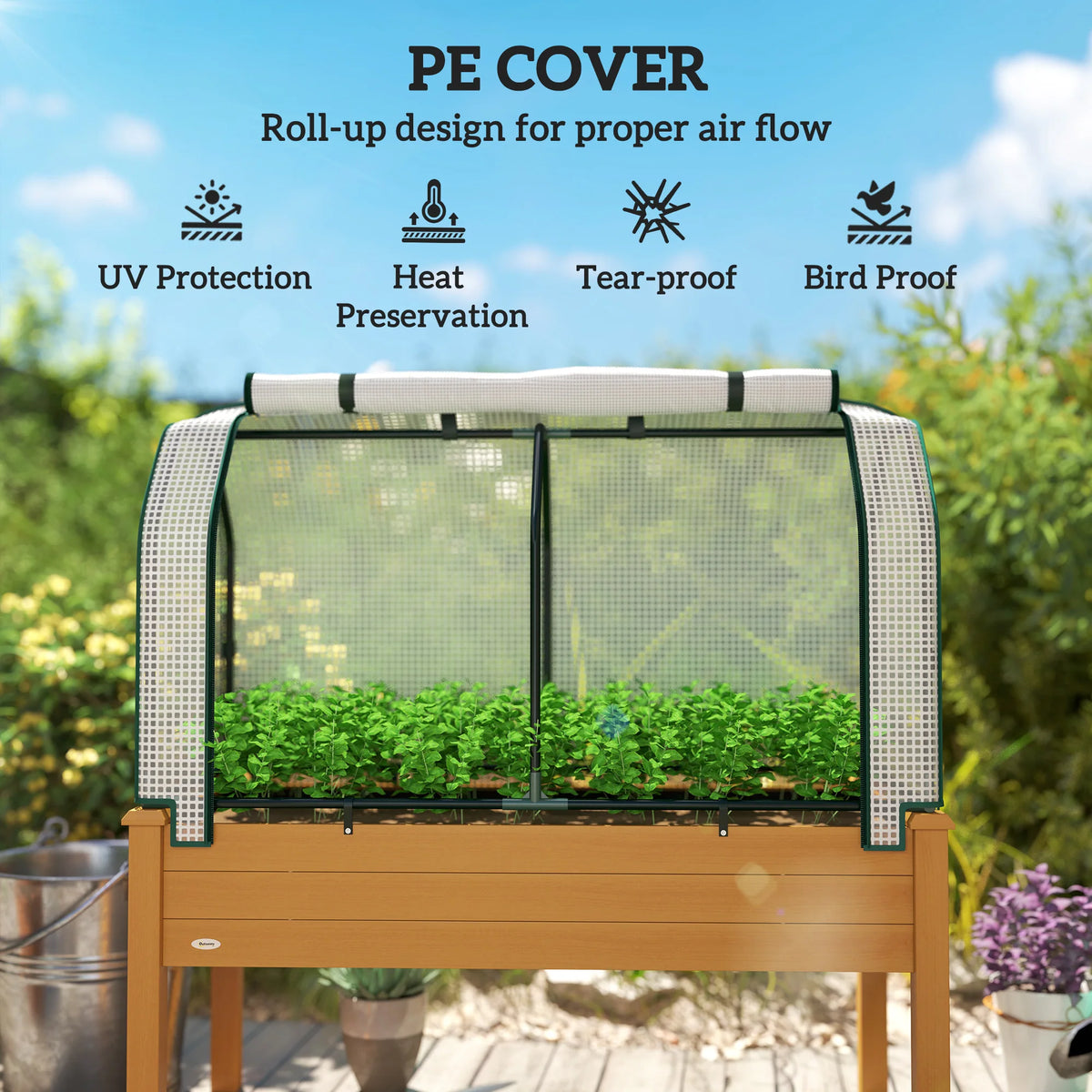 Outsunny Raised Wooden Planter Box For Outdoor Gardening
