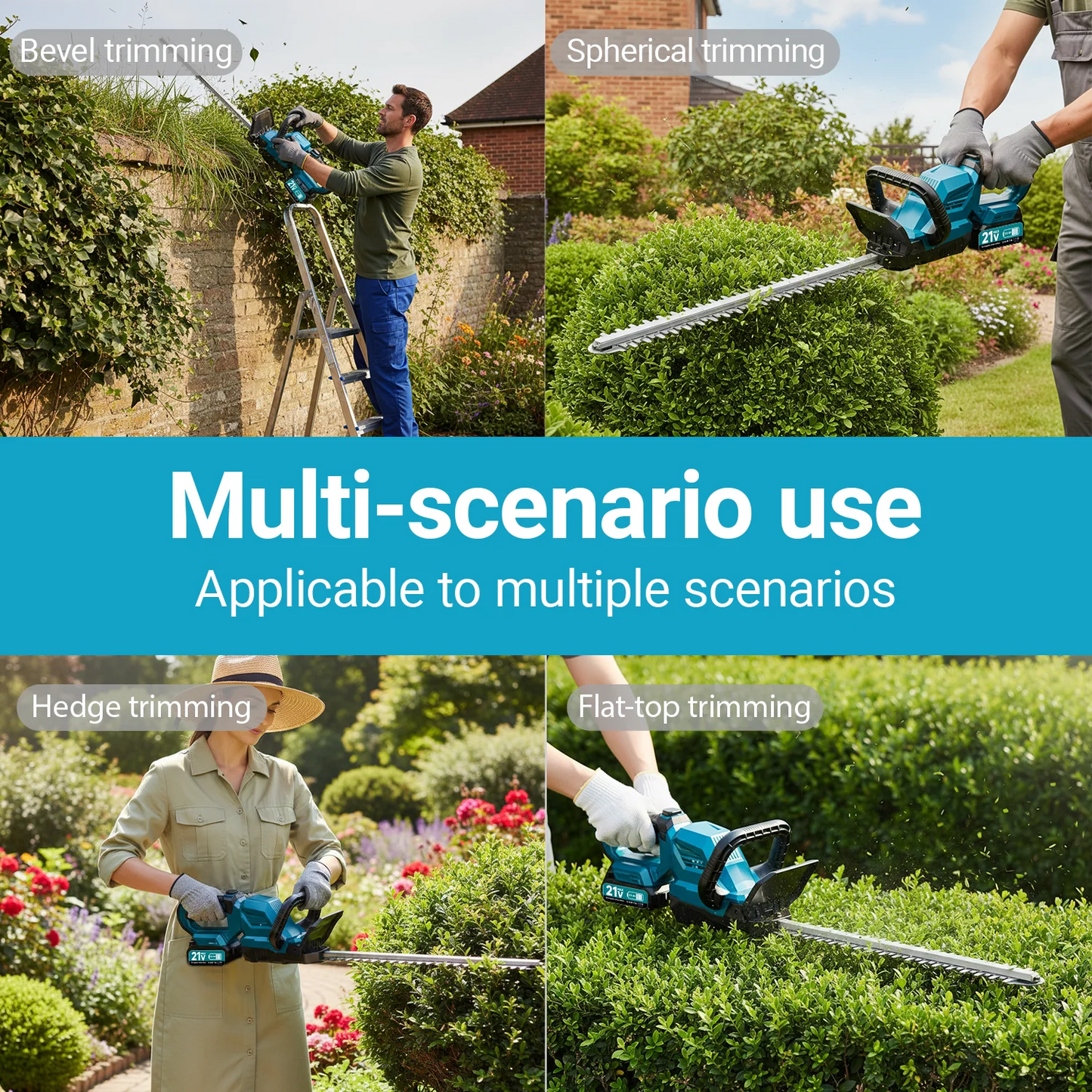 XYSD Cordless Hedge Trimmer With Battery And 180 Degree Rotatable Head
