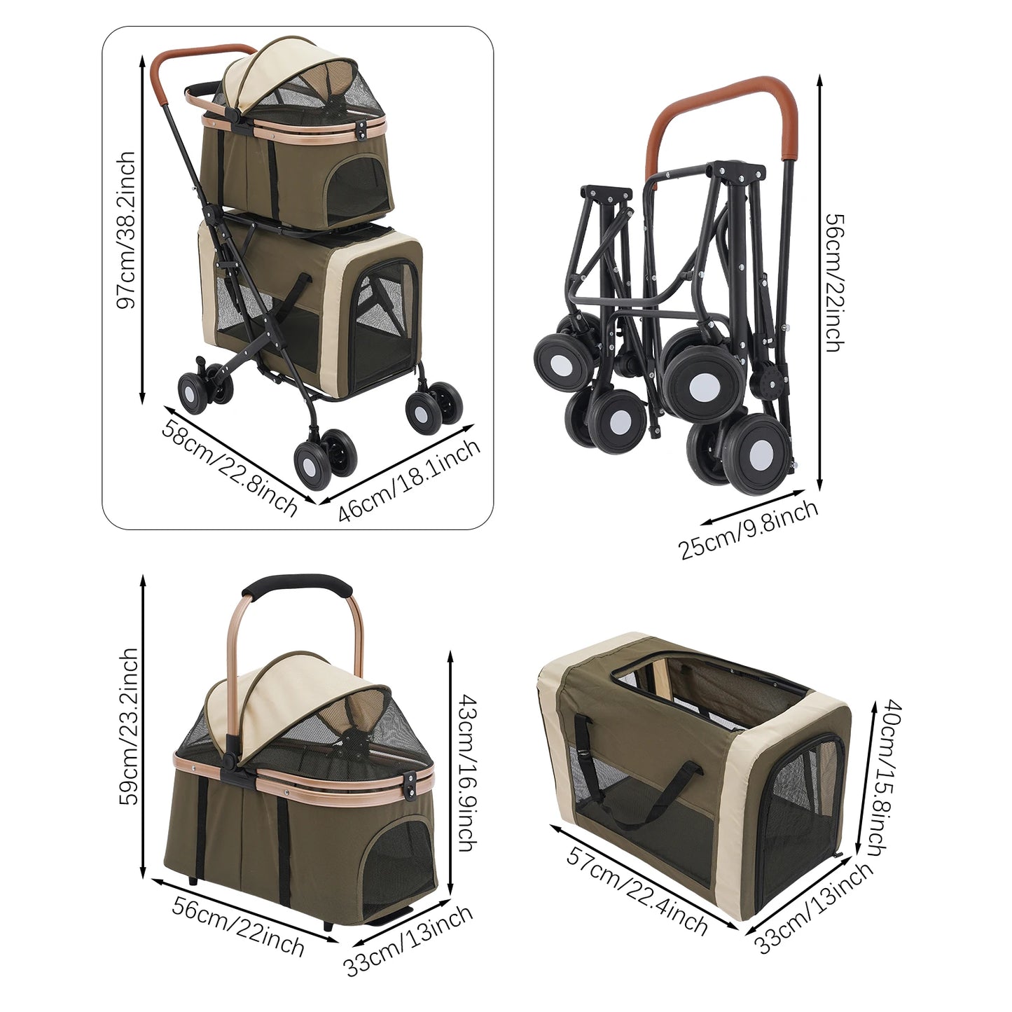 Bymaocar Foldable Pet Stroller For All Pets Two Tier Design