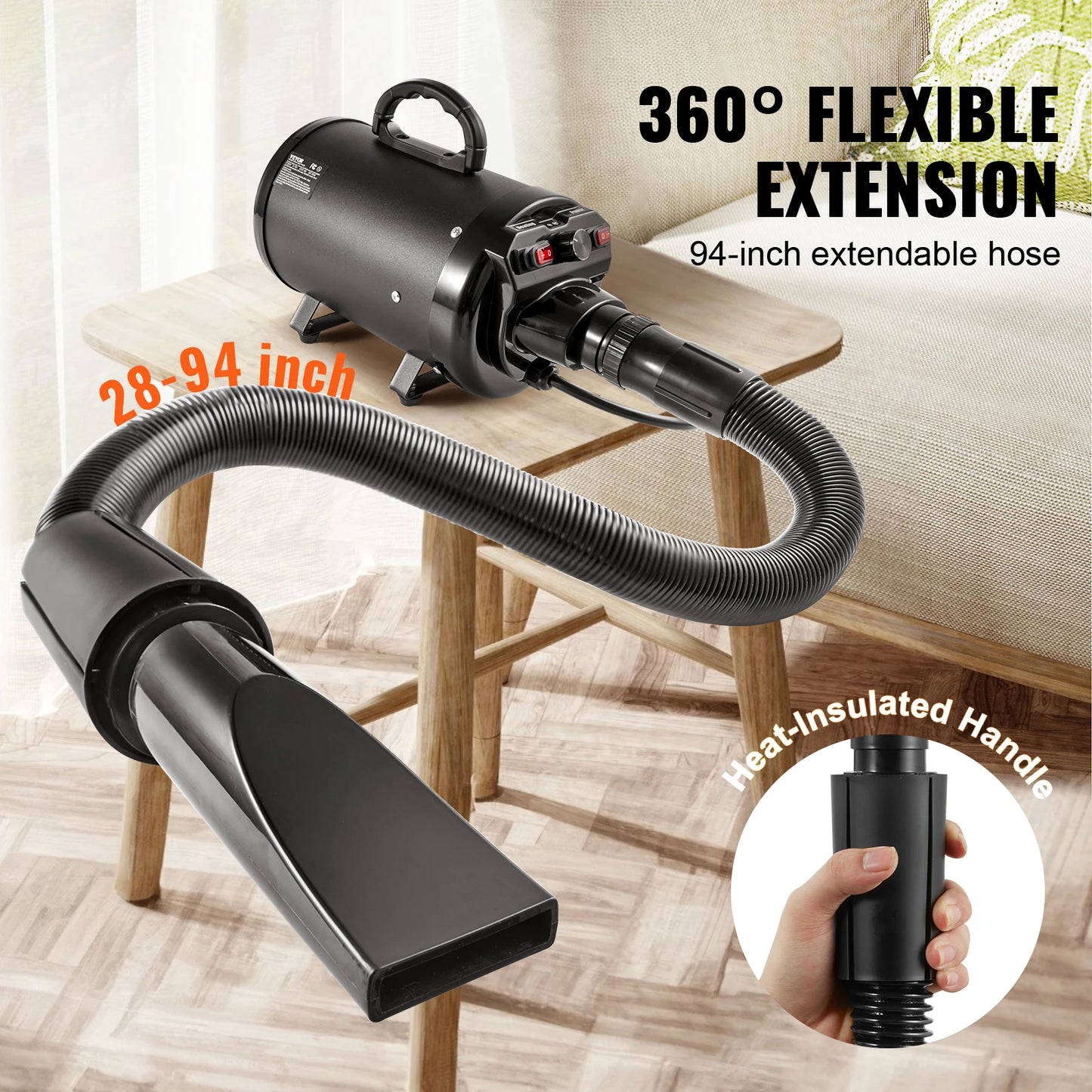 SucceBuy Dog Grooming Dryer With Adjustable Speed And Nozzles