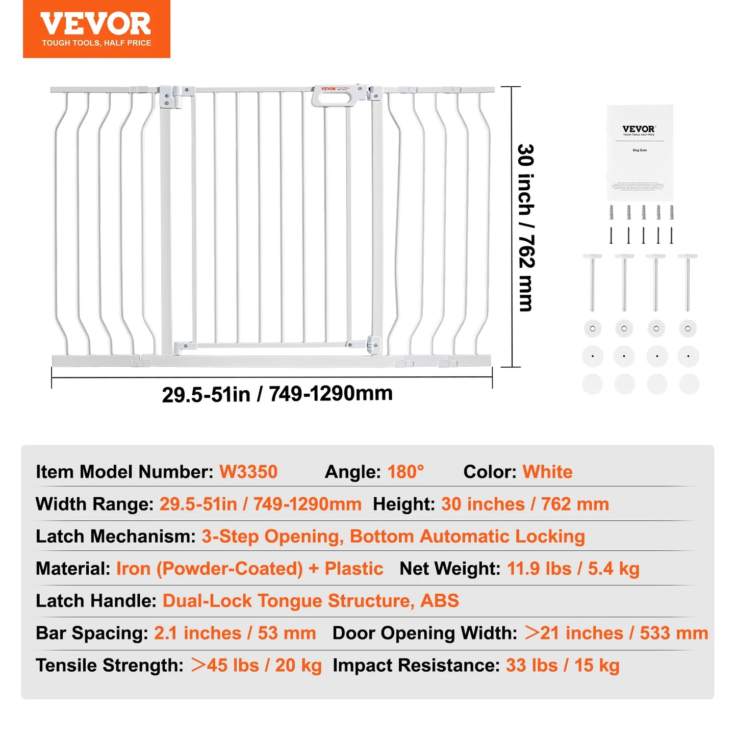 SucceBuy Pressure Mount Baby Gate Child Pet Safety