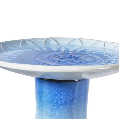 Ceramic Bird Bath Garden Ornament With Ombre Glaze