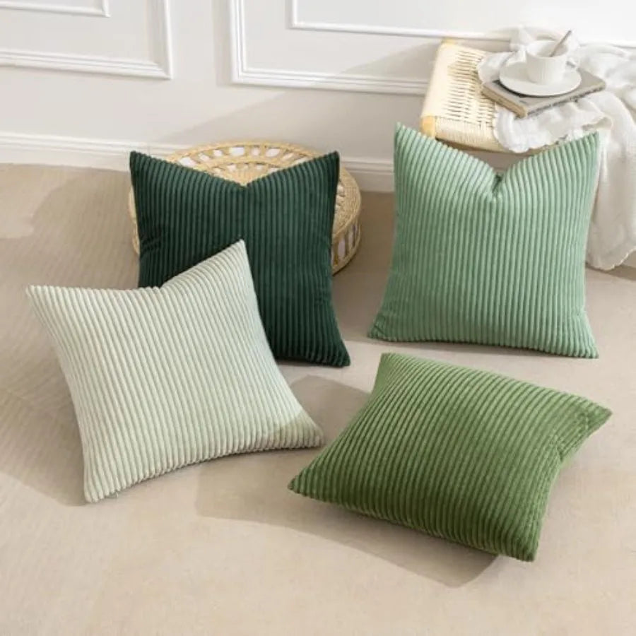 Boho Farmhouse Throw Pillow Covers Set Of 4 Corduroy Cushions