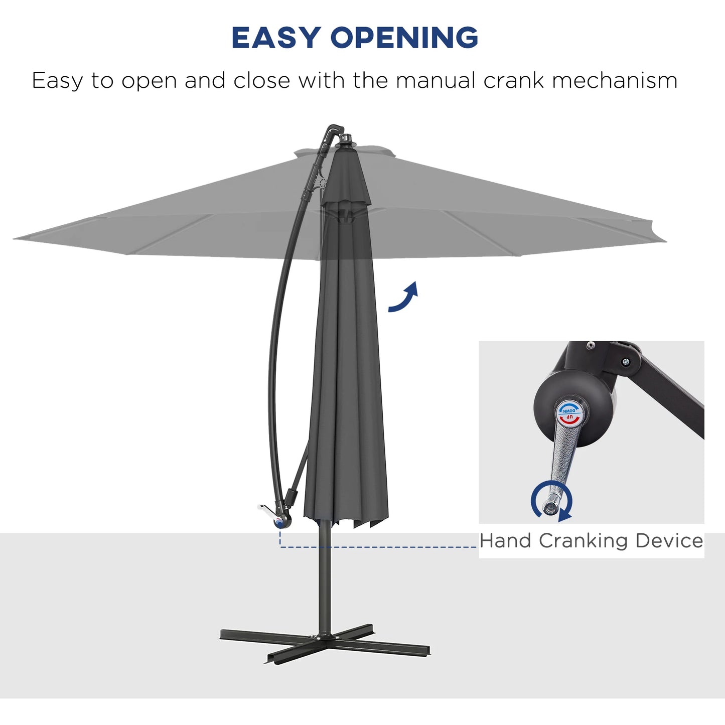 Cantilever Patio Umbrella With Tilt Offset UV And Water Resistance
