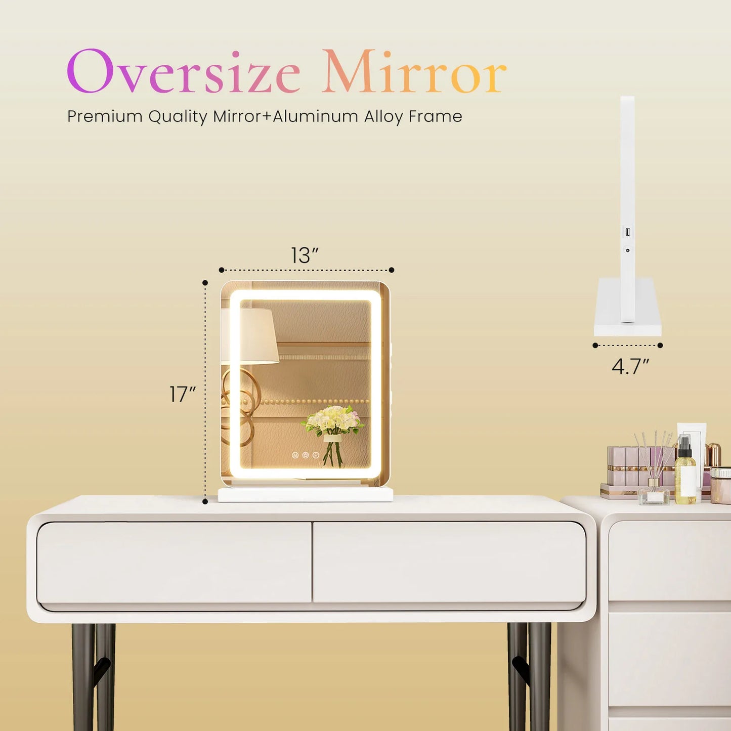 JHK LED Vanity Mirror With Lights Dimmable 3 Color Modes
