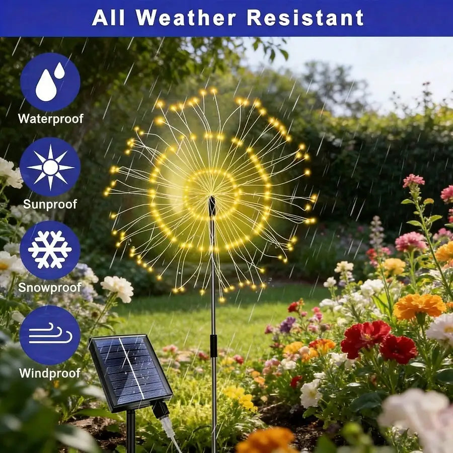 Solar Powered LED Firework Garden Lights With Multiple Lighting Modes