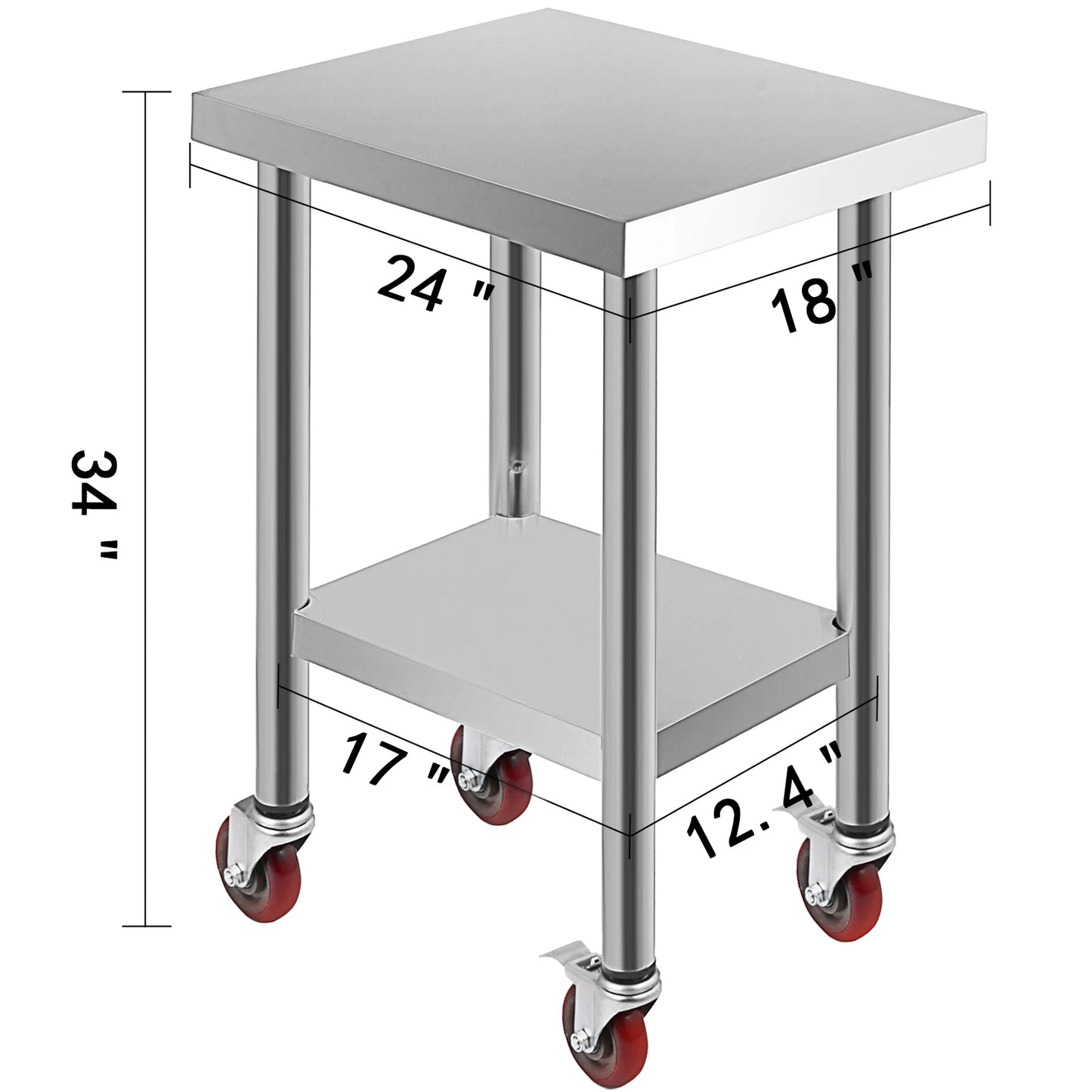 SucceBuy Stainless Steel Kitchen Prep Table With Caster Wheels