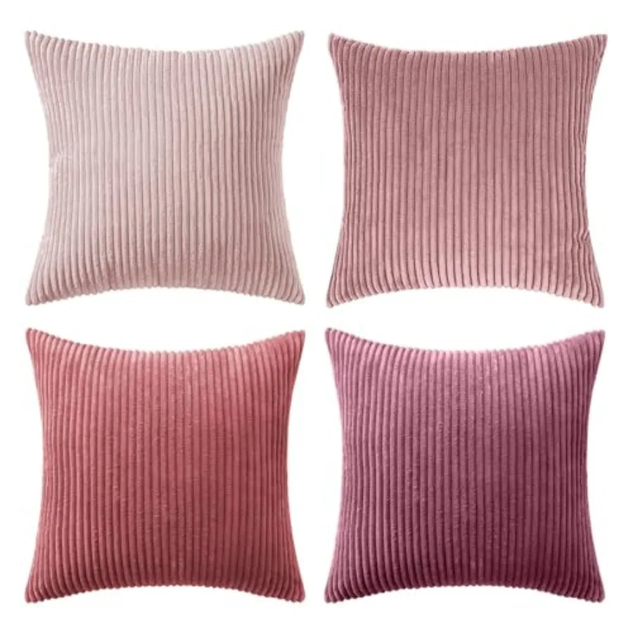 Boho Farmhouse Throw Pillow Covers Set Of 4 Corduroy Cushions