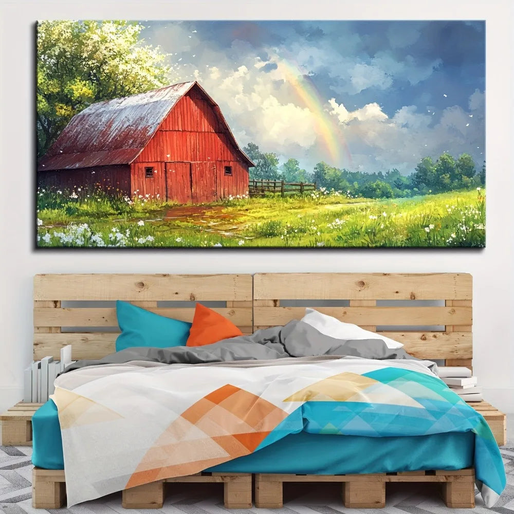 Pine Wood Frame Barn Canvas Mural Old Farmhouse Print