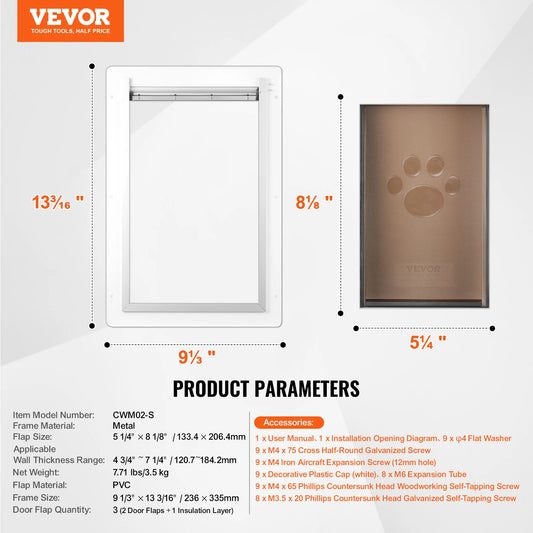 SucceBuy Pet Door With Lock Metal Frame 3 Flap System