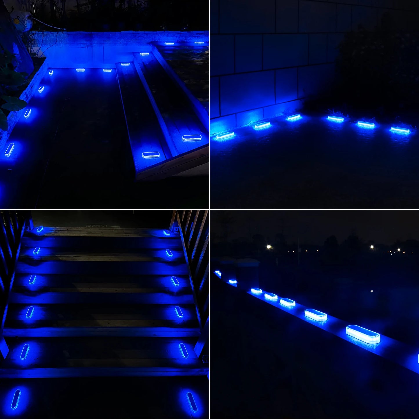 Solar LED Deck Lights Auto On Off IP68 Waterproof Outdoor