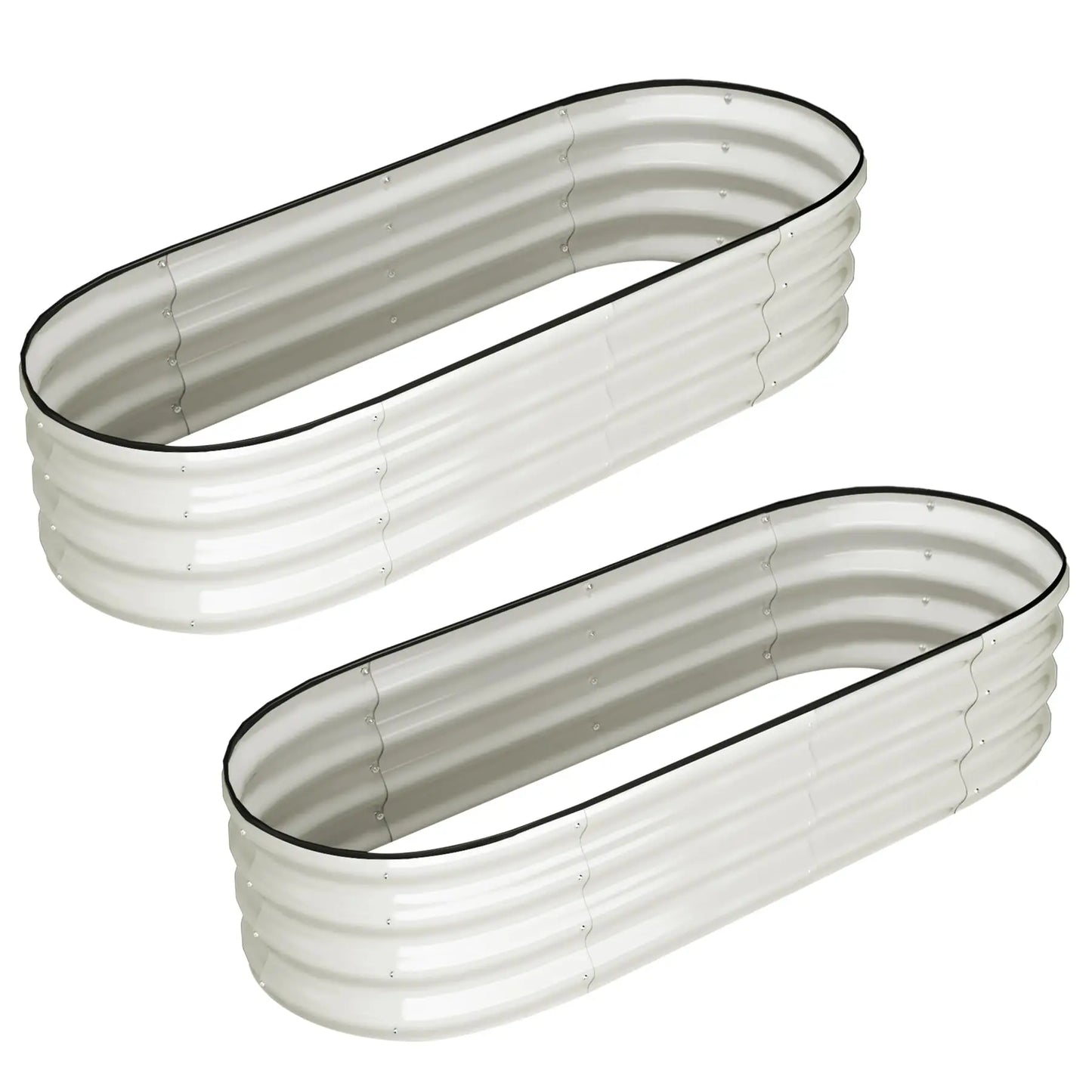 HiMISS Galvanized Oval Raised Garden Bed Open Bottom Two Pack