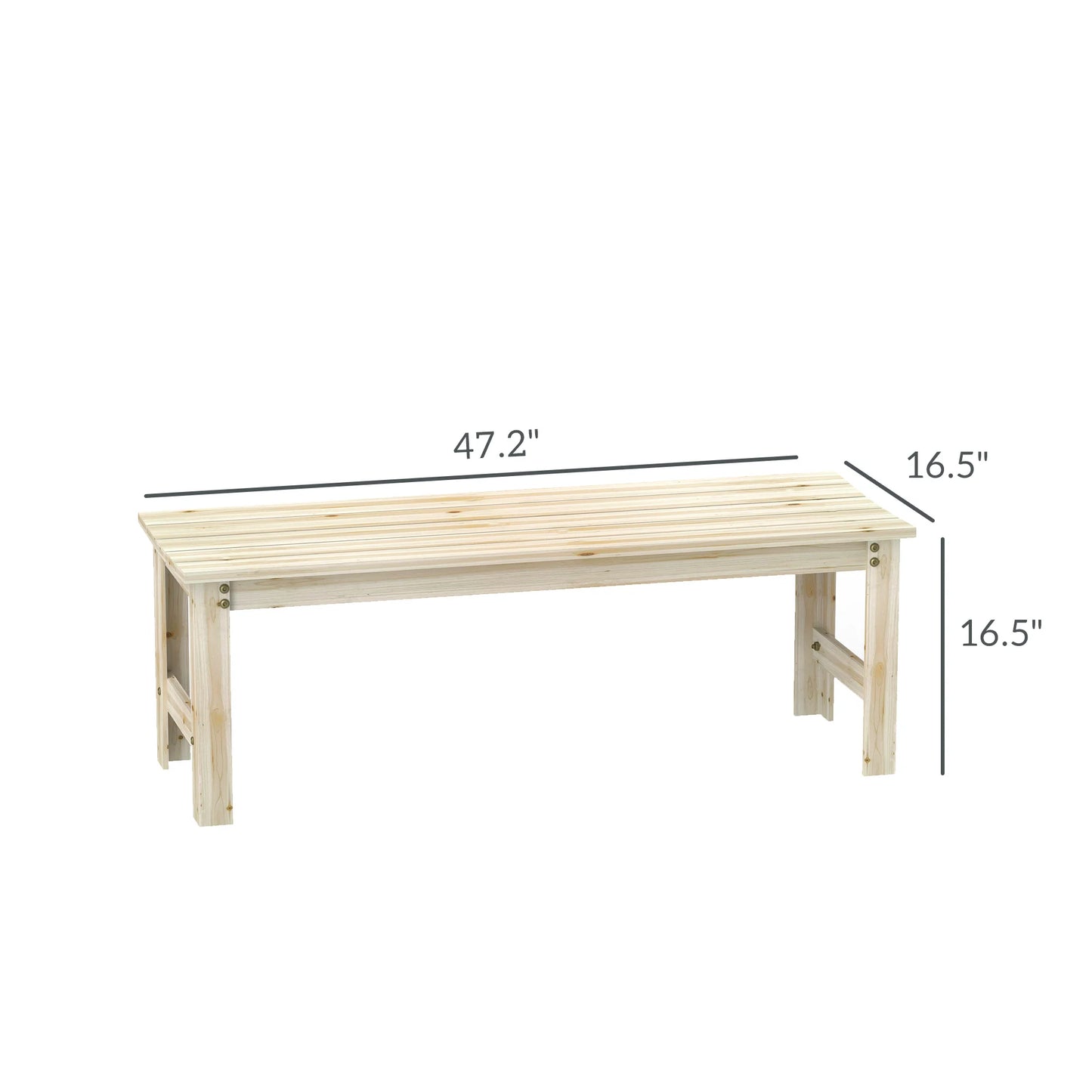 Wood Outdoor Garden Bench Two Seat Slatted Patio Bench