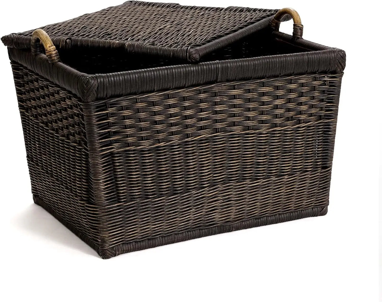 XMSJ Lift Off Lid Wicker Storage Basket With Rattan Construction