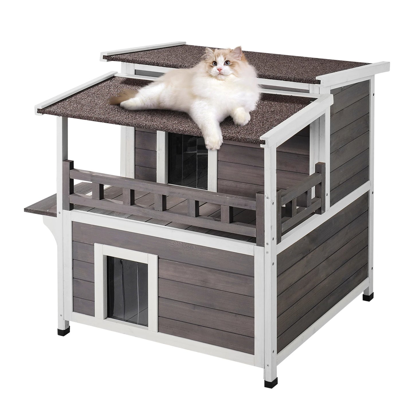 SucceBuy Outdoor Cat House Weatherproof Feral Cat Shelter