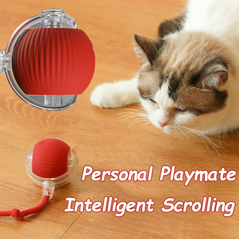 Cat Interactive Ball Toy Auto Rolling Faux Tail Rechargeable Smart